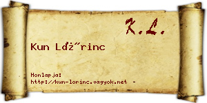 Kun Lőrinc névjegykártya