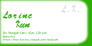 lorinc kun business card